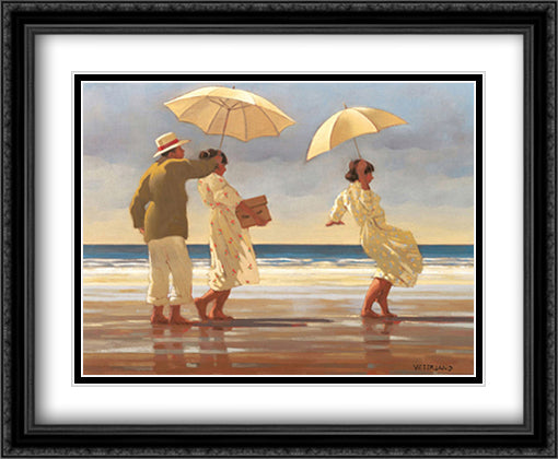 The Picnic Party II 36x28 Black Ornate Wood Framed Art Print Poster with Double Matting by Vettriano, Jack