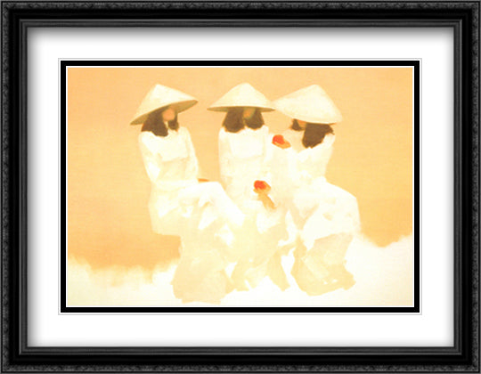 Conversation 28x36 Black Ornate Wood Framed Art Print Poster with Double Matting by Nguyen Thanh Binh