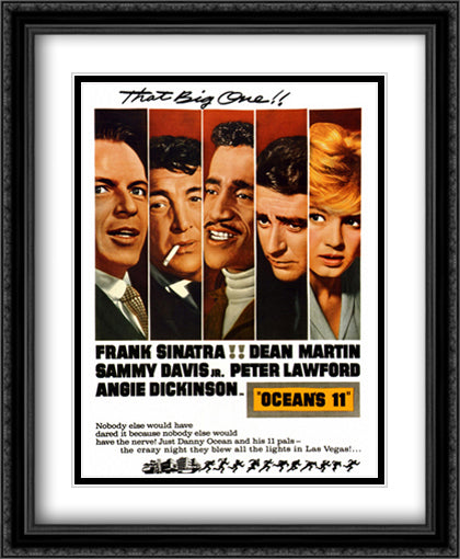 Ocean's Eleven 28x34 Black Ornate Wood Framed Movie Poster with Double Matting