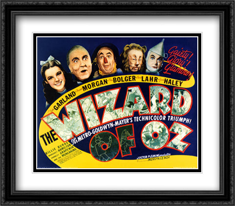 The Wizard of Oz 28x28 Black Ornate Wood Framed Movie Poster with Double Matting