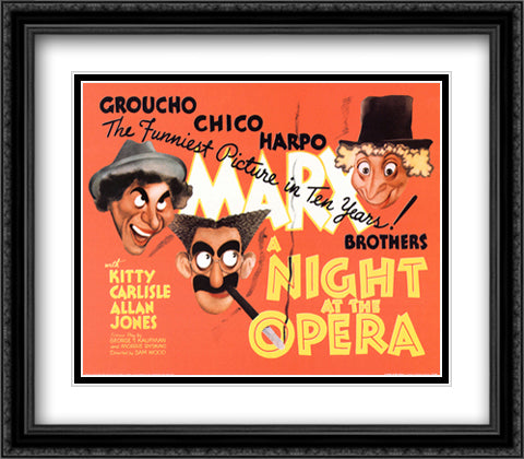 A Night at the Opera 28x28 Black Ornate Wood Framed Movie Poster with Double Matting