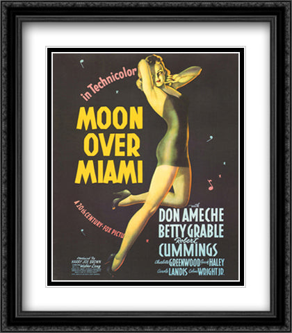 Moon over Miami 28x32 Black Ornate Wood Framed Movie Poster with Double Matting