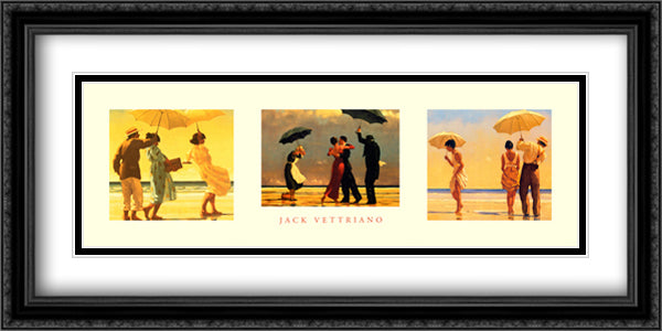 Vettriano Trio 40x16 Black Ornate Wood Framed Art Print Poster with Double Matting by Vettriano, Jack