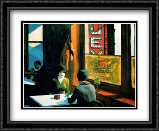 Chop Suey 34x28 Black Ornate Wood Framed Art Print Poster with Double Matting by Hopper, Edward
