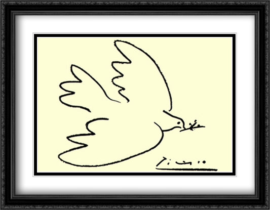 Dove of Peace 36x28 Black Ornate Wood Framed Art Print Poster with Double Matting by Picasso, Pablo