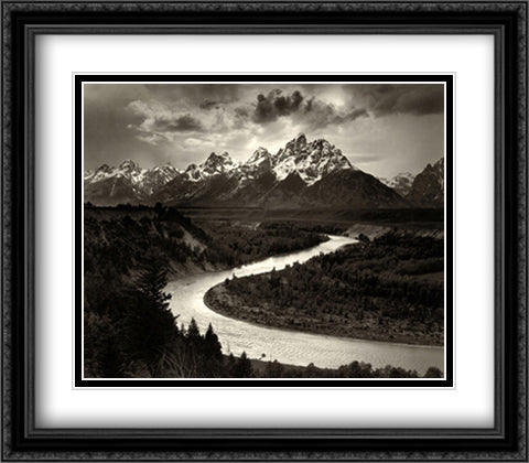 Snake River 34x28 Black Ornate Wood Framed Art Print Poster with Double Matting by Adams, Ansel