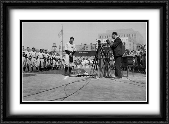 Lou Gehrig Farewell 38x28 Black Ornate Wood Framed Art Print Poster with Double Matting