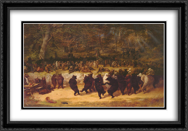 Bear Dance 40x28 Black Ornate Wood Framed Art Print Poster with Double Matting by Beard, William