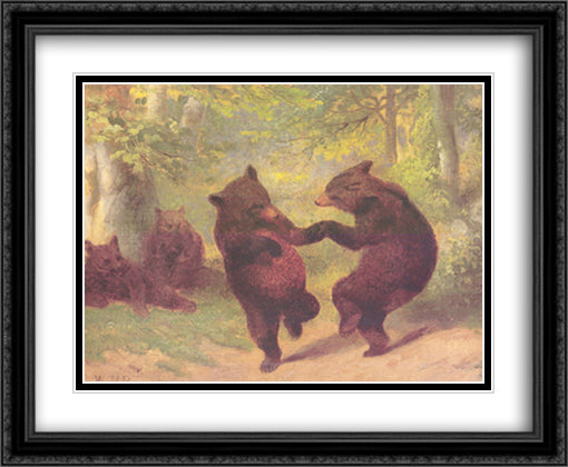 Dancing Bears 34x28 Black Ornate Wood Framed Art Print Poster with Double Matting by Beard, William