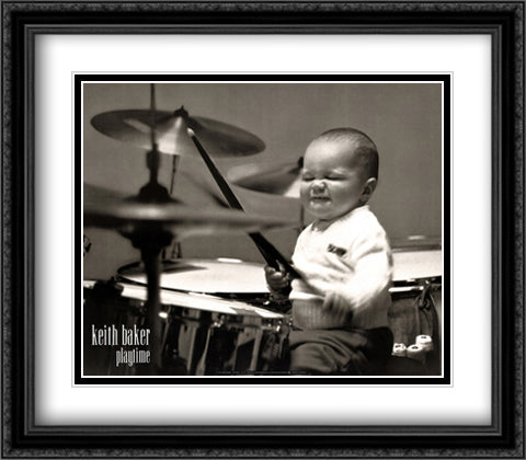 Playtime 32x28 Black Ornate Wood Framed Art Print Poster with Double Matting by Baker, Keith