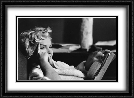 Marilyn Monroe 38x28 Black Ornate Wood Framed Art Print Poster with Double Matting