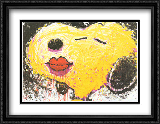 Dog Lips 40x28 Black Ornate Wood Framed Art Print Poster with Double Matting by Everhart, Tom