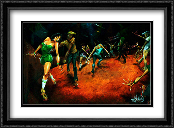 Bounce, Rock, Skate! 40x28 Black Ornate Wood Framed Art Print Poster with Double Matting by Garibaldi, David