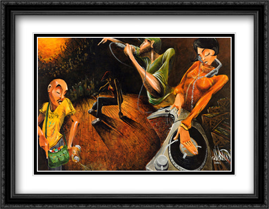 The Get Down 40x28 Black Ornate Wood Framed Art Print Poster with Double Matting by Garibaldi, David