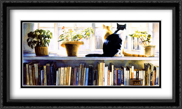 Bookends 40x24 Black Ornate Wood Framed Art Print Poster with Double Matting by Hanks, Steve