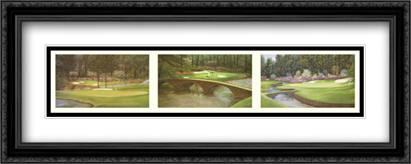 Augusta Challenge 40x16 Black Ornate Wood Framed Art Print Poster with Double Matting by Harrington, Jim