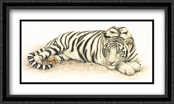 Siberian Tiger 40x24 Black Ornate Wood Framed Art Print Poster with Double Matting by Henderson, Jan