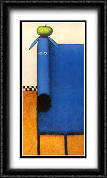 Blue Dog II 24x40 Black Ornate Wood Framed Art Print Poster with Double Matting by Kessler, Daniel