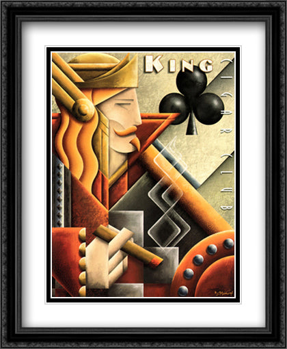 King Cigar Club 28x34 Black Ornate Wood Framed Art Print Poster with Double Matting by Kungl, Michael