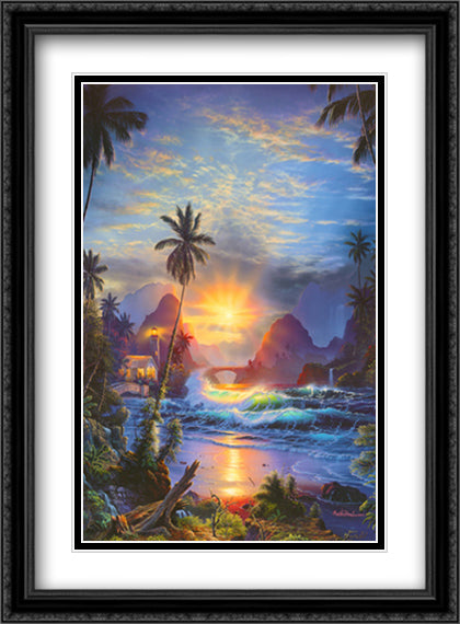 Beckoning Light 28x40 Black Ornate Wood Framed Art Print Poster with Double Matting by Lassen, Christian