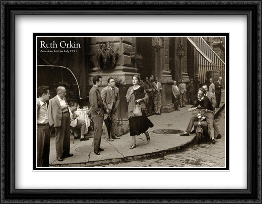 American Girl in Italy, 1951 40x28 Black Ornate Wood Framed Art Print Poster with Double Matting by Orkin, Ruth
