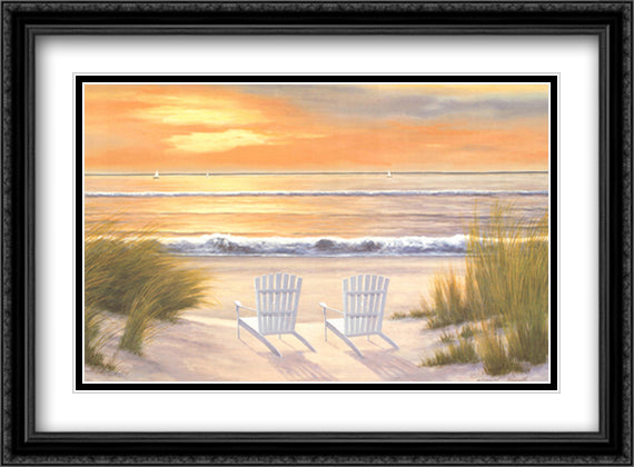 Paradise Sunset 40x28 Black Ornate Wood Framed Art Print Poster with Double Matting by Romanello, Diane