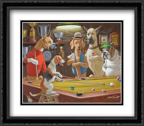 Hey! One Leg on the Floor 32x28 Black Ornate Wood Framed Art Print Poster with Double Matting by Sarnoff, Arthur