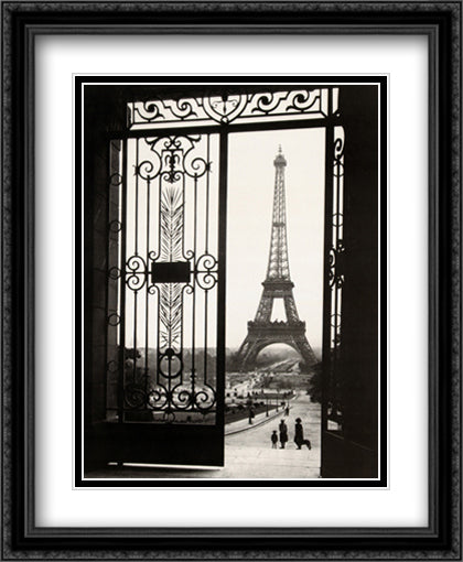 Views of Paris - The Eiffel Tower, 1925 28x36 Black Ornate Wood Framed Art Print Poster with Double Matting