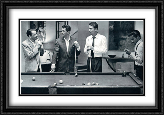 Rat Pack - Pool 40x28 Black Ornate Wood Framed Art Print Poster with Double Matting