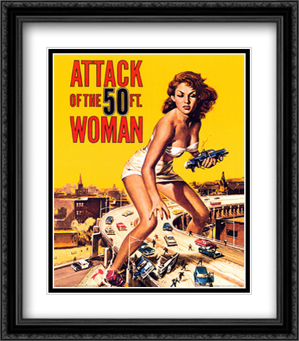 Attack of the 50 ft. Woman 28x32 Black Ornate Wood Framed Movie Poster with Double Matting