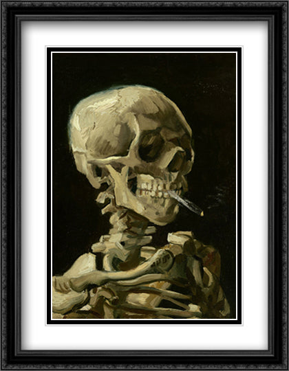Skull of a Skeleton with Burning Cigarette, c.1885 28x36 Black Ornate Wood Framed Art Print Poster with Double Matting by Van Gogh, Vincent