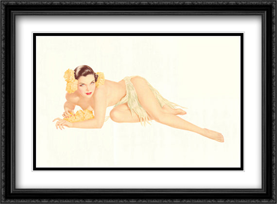 Temptation 40x28 Black Ornate Wood Framed Art Print Poster with Double Matting by Vargas, Alberto