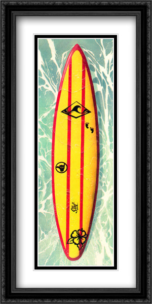 Yellow Surf Board 40x16 Black Ornate Wood Framed Art Print Poster with Double Matting by Westmoreland, Scott