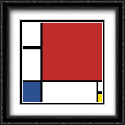 Composition with Red, Blue, Yellow 28x36 Black Ornate Wood Framed Art Print Poster with Double Matting by Mondrian, Piet