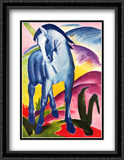 Blue Horse I 28x36 Black Ornate Wood Framed Art Print Poster with Double Matting by Marc, Franz