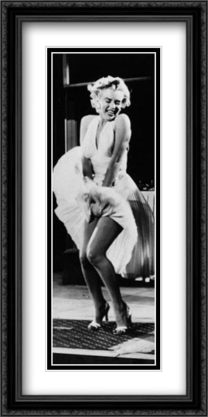 Marilyn Monroe: Skirt Raise 16x40 Black Ornate Wood Framed Art Print Poster with Double Matting