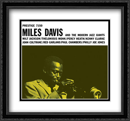 Miles Davis - Prestige 30x28 Black Ornate Wood Framed Art Print Poster with Double Matting