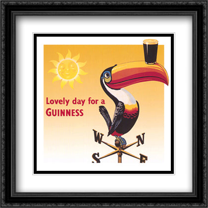 Guinness - Toucan 28x28 Black Ornate Wood Framed Art Print Poster with Double Matting