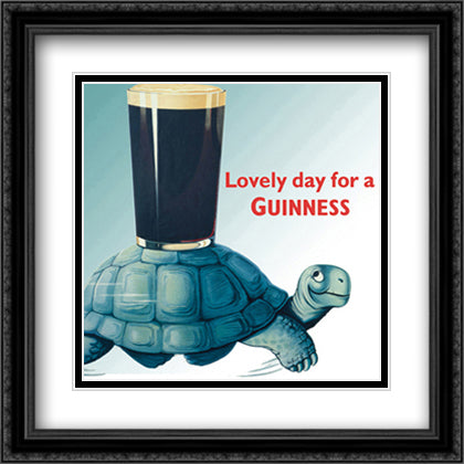 Guinness - Turtle 28x28 Black Ornate Wood Framed Art Print Poster with Double Matting