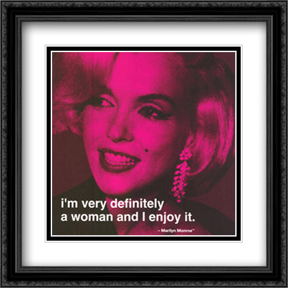 Marilyn Monroe - Definitely a Woman Quote 28x28 Black Ornate Wood Framed Art Print Poster with Double Matting