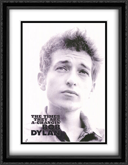 Bob Dylan-Times Are Changing 28x40 Black Ornate Wood Framed Art Print Poster with Double Matting