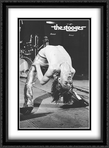 Iggy Pop - Headstand On Stage 28x40 Black Ornate Wood Framed Art Print Poster with Double Matting