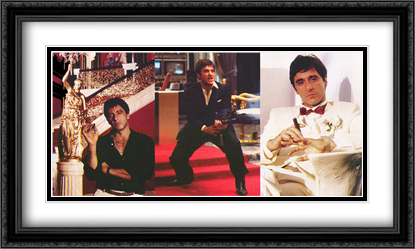 Scarface 40x24 Black Ornate Wood Framed Movie Poster with Double Matting