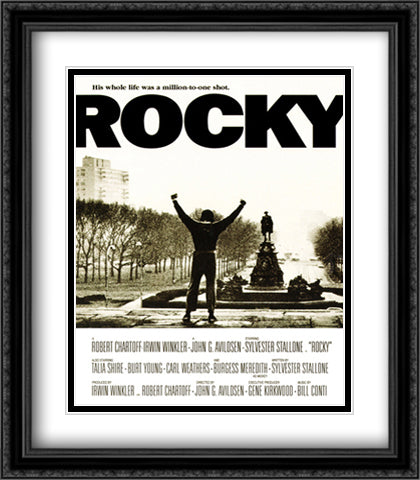 Rocky Movie Score 28x32 Black Ornate Wood Framed Movie Poster with Double Matting
