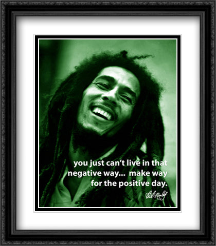 Bob Marley - Positive Day 28x32 Black Ornate Wood Framed Art Print Poster with Double Matting