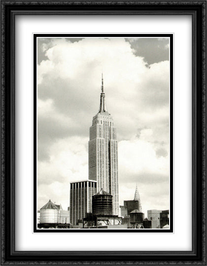 Empire State Building 28x36 Black Ornate Wood Framed Art Print Poster with Double Matting by Macinnis
