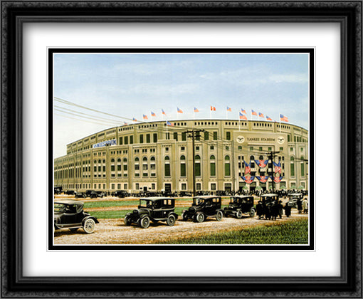 Yankee Stadium 36x28 Black Ornate Wood Framed Art Print Poster with Double Matting by Vlasak, Darryl