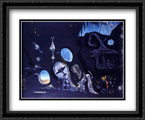 Idylle Atomique 34x28 Black Ornate Wood Framed Art Print Poster with Double Matting by Dali, Salvador