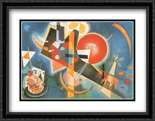 Im Blau, c.1925 36x28 Black Ornate Wood Framed Art Print Poster with Double Matting by Kandinsky, Wassily