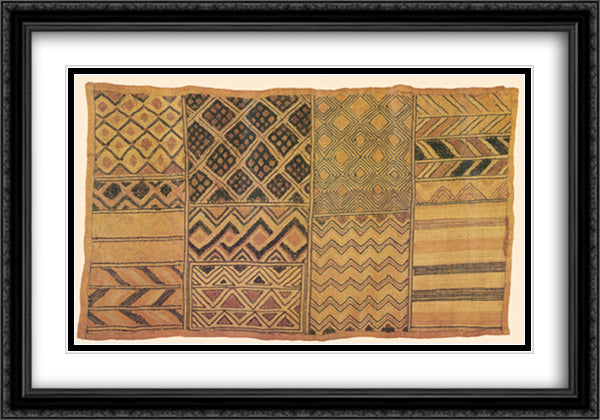 Kuba Cloth I 26x38 Black Ornate Wood Framed Art Print Poster with Double Matting